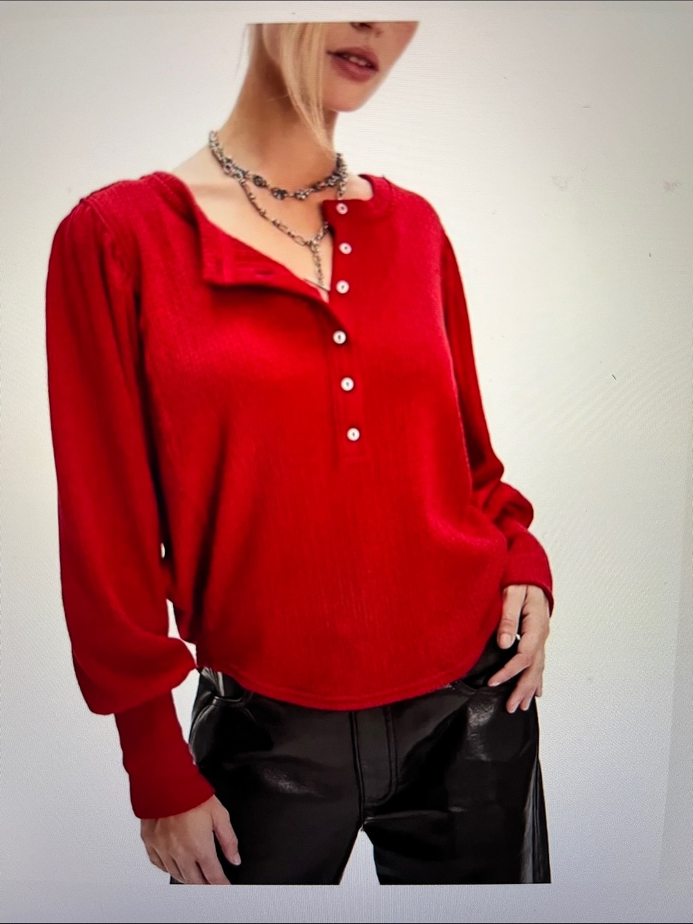 NWT Free People We the Free Quinn Knit Thermal in Salsa